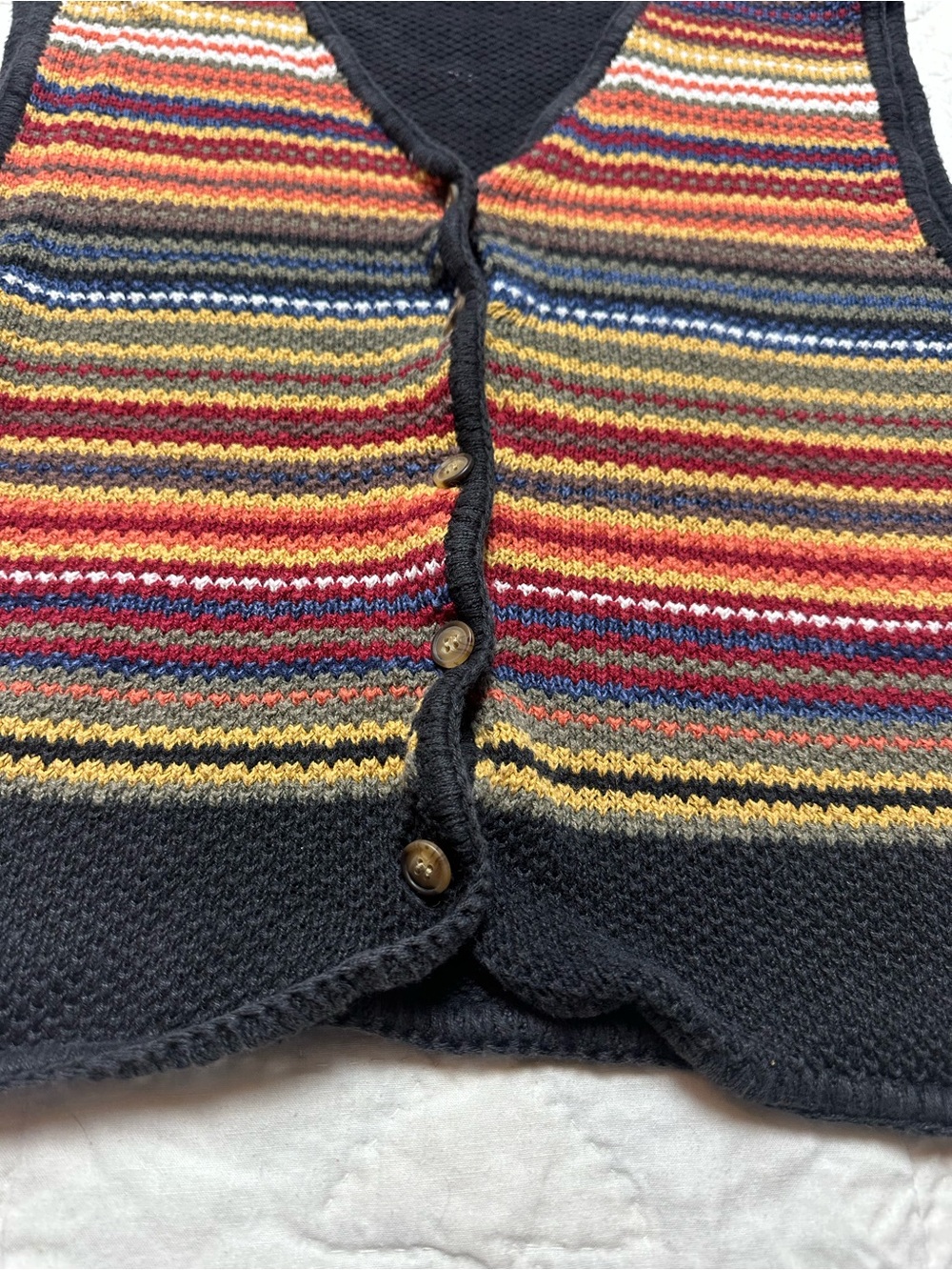 90s Textured Stripe Sweater Vest | Heritage Knit · Gloria Vanderbilt - Picture 4 of 8